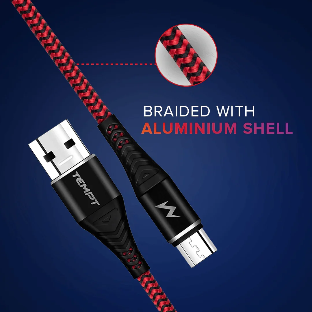 Twist Braided with Aluminium Shell USB to Micro USB Cable - Image 4
